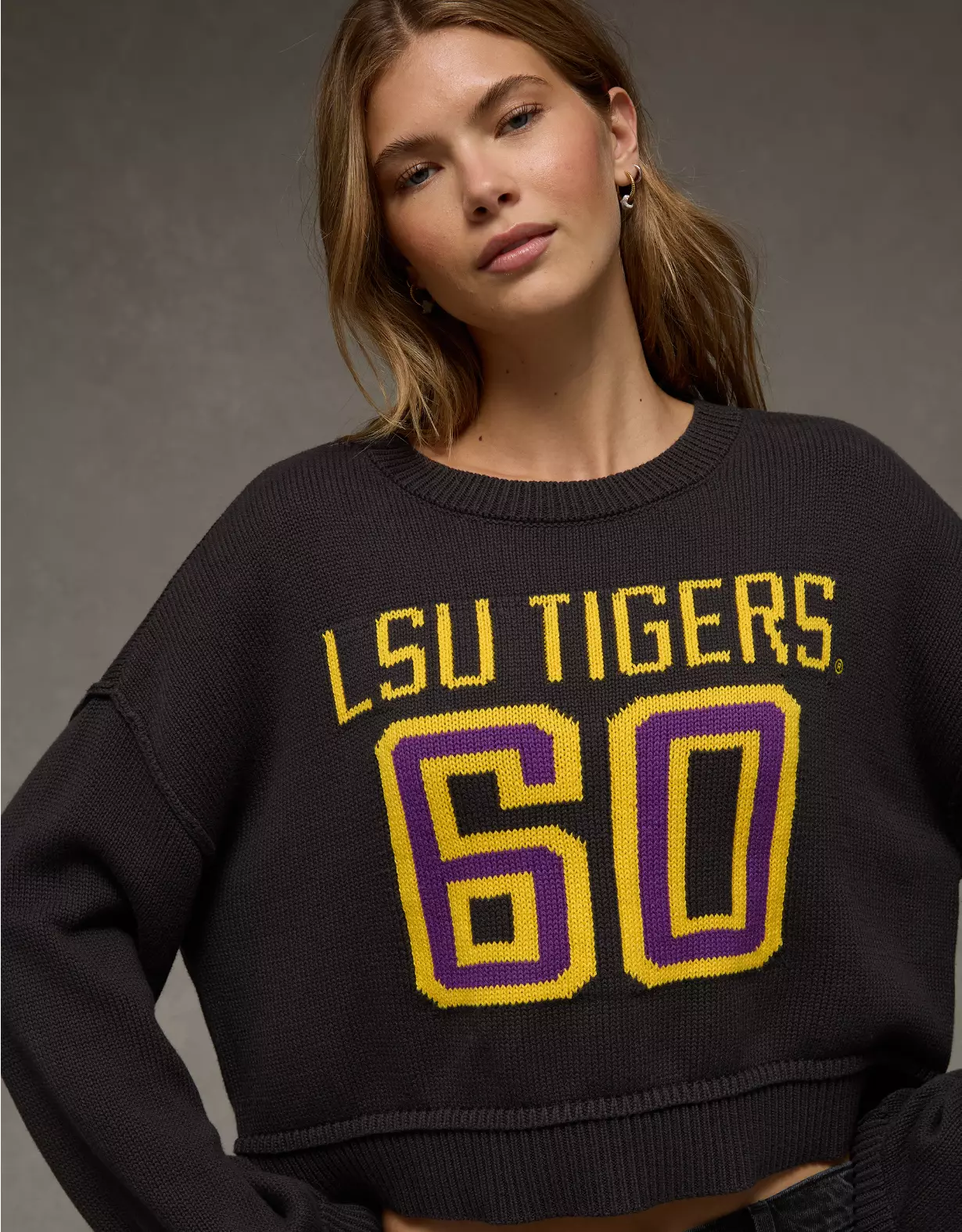 AE LSU Tigers Cropped Sweater