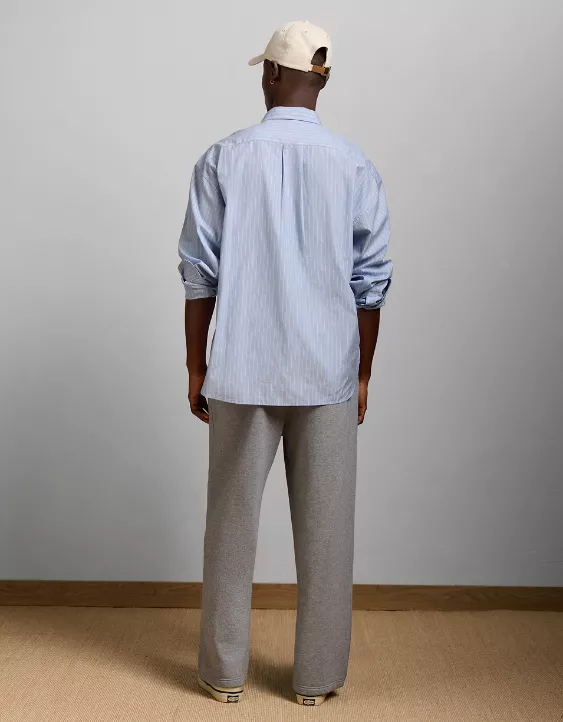 AE77 Premium Relaxed Striped Poplin Button-Up Shirt - Image 3