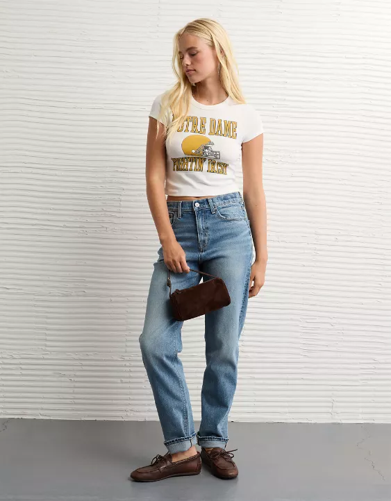 AE Notre Dame Fighting Irish Graphic Cropped Baby Tee - Image 5