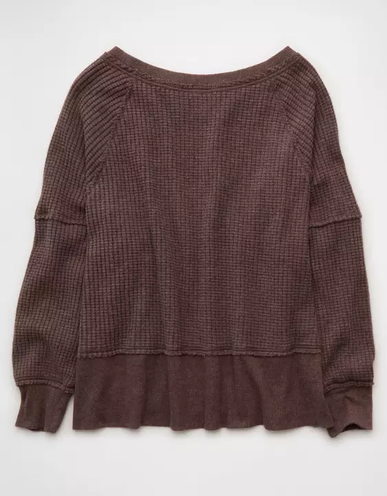 AE Big Hug Off-The-Shoulder Waffle Sweatshirt - Image 4