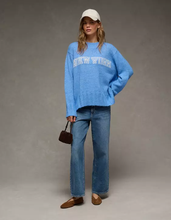 AE Oversized Faux Mohair Wide Cuff Sweater - Image 6