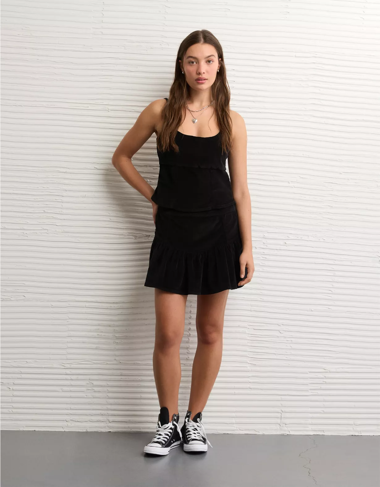 AE High-Waisted Drop-Waist Mini Skirt