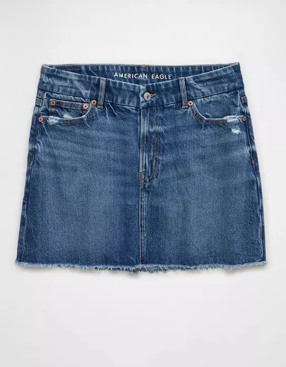 AE Stretch Curvy High-Waisted Perfect Denim Mini Skirt - Image 3