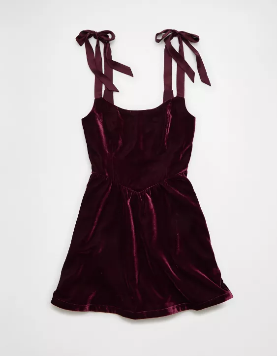 AE Tie-Strap Velvet Mini Dress - Image 3