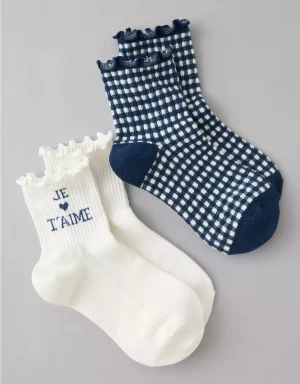 AE Valentine's Day Cropped Crew Socks 2-Pack