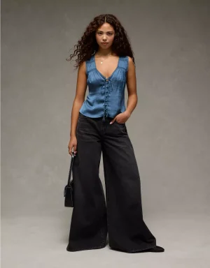 AE Lace Button-Front Tank Top