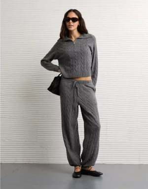 AE High-Waisted Cable Knit Sweatpant
