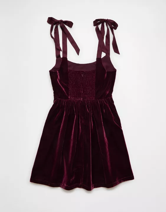 AE Tie-Strap Velvet Mini Dress - Image 4