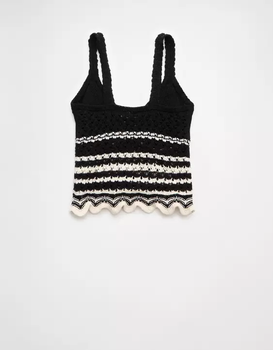 AE V-Neck Pointelle Striped Tank Top - Image 4