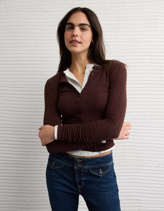 AE Long Sleeve Henley T-Shirt - Image 5