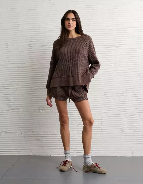 AE Big Hug Off-The-Shoulder Waffle Sweatshirt - Image 5
