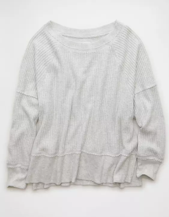 AE Big Hug Off-The-Shoulder Waffle Sweatshirt - Image 3