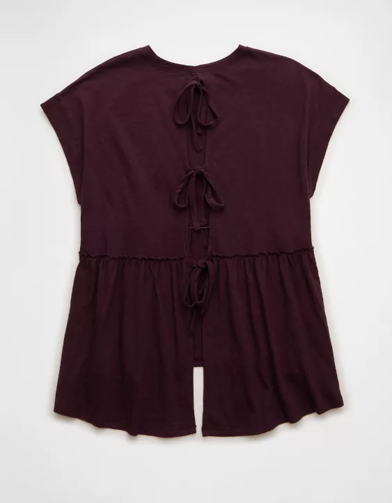 AE Sunchaser Knit Tie Back Babydoll T-Shirt - Image 4