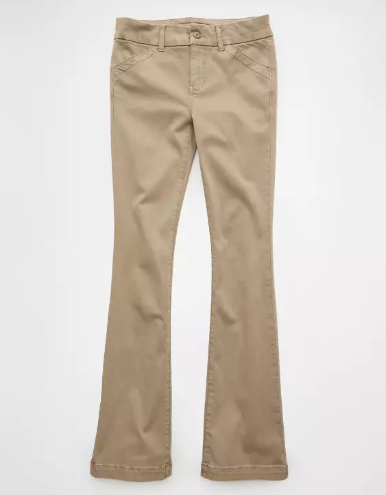 AE Stretch Low-Rise Kick Bootcut Khaki Pant - Image 3