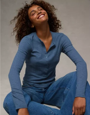 AE Long Sleeve Henley T-Shirt