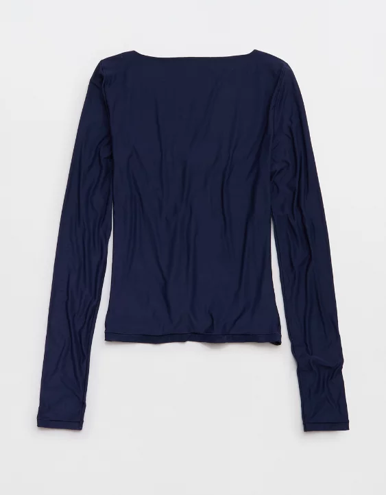 SMOOTHEZ Square Neck Long Sleeve T-Shirt - Image 4