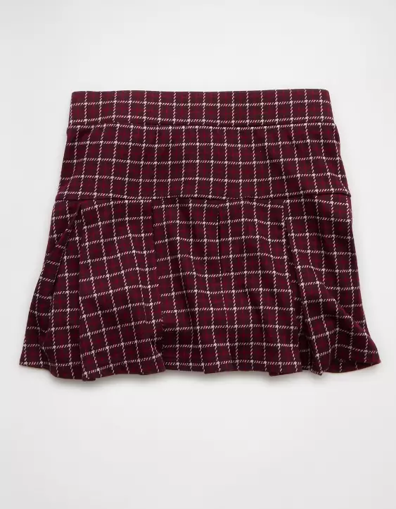 AE It Knit Low-Rise Pleated Plaid Skort - Image 4
