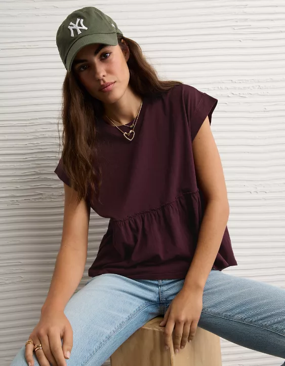 AE Sunchaser Knit Tie Back Babydoll T-Shirt - Image 6