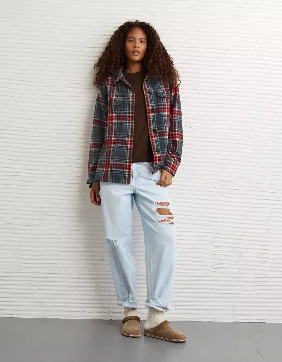 AE Oversized Plaid Shacket - Image 5