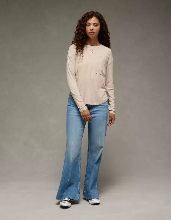 AE Soft & Sexy Long Sleeve Pocket T-Shirt - Image 5