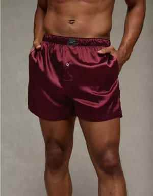 AEO Men's Solid Satin Pocket Boxer Short