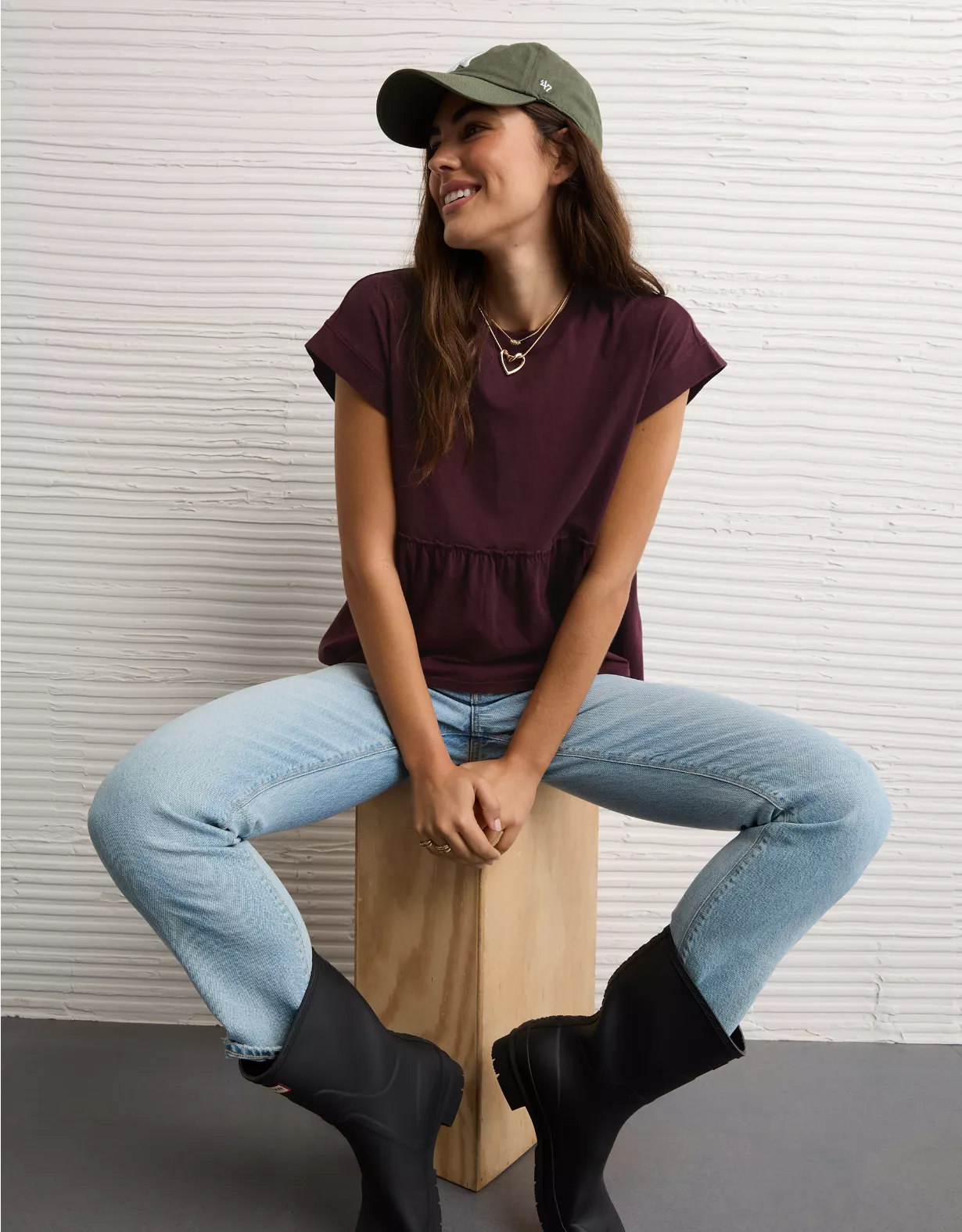 AE Sunchaser Knit Tie Back Babydoll T-Shirt