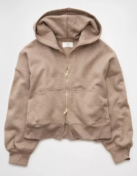 AE Everyday Luxe Barrel Sleeve Full Zip Hoodie - Image 3