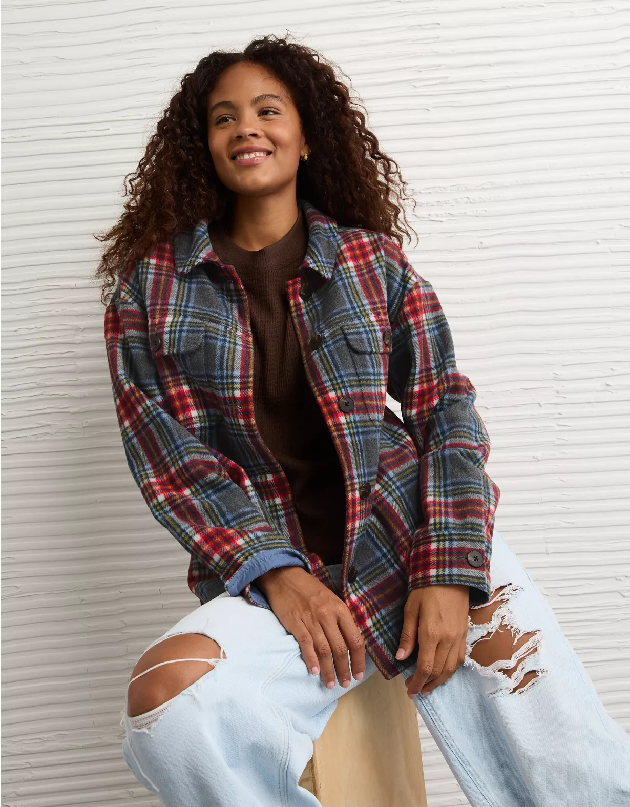 AE Oversized Plaid Shacket