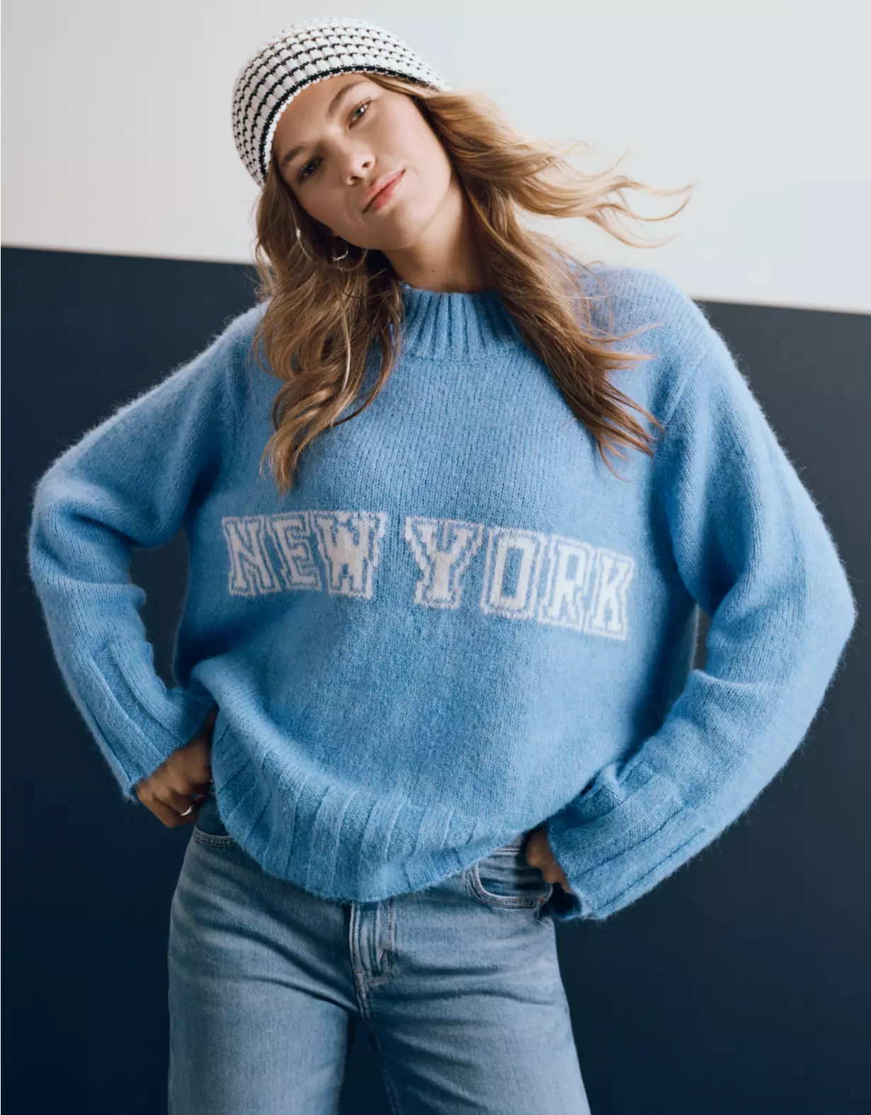 AE Oversized Faux Mohair Wide Cuff Sweater