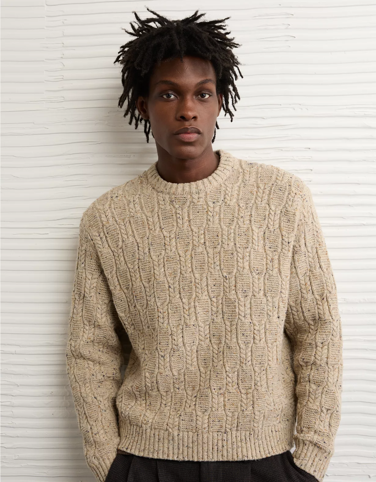 AE Cable Knit Crew Neck Sweater