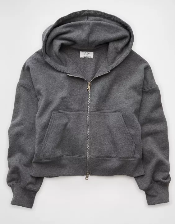 AE Everyday Luxe Barrel Sleeve Full Zip Hoodie - Image 3