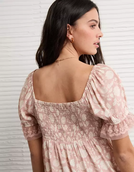 AE Printed Lace Tie Front Mini Dress - Image 6