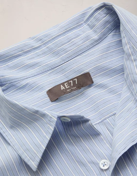 AE77 Premium Relaxed Striped Poplin Button-Up Shirt - Image 7