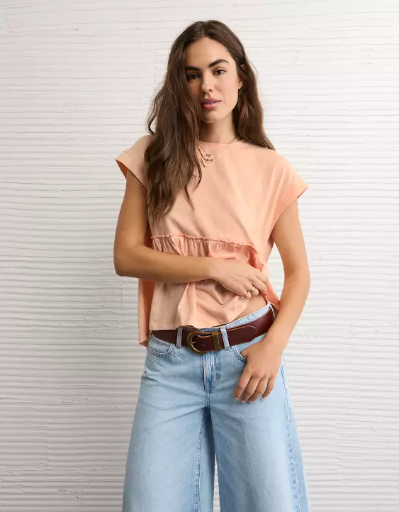 AE Sunchaser Knit Tie Back Babydoll T-Shirt - Image 6