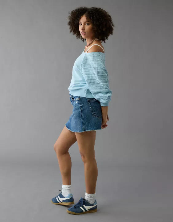 AE Stretch Curvy High-Waisted Perfect Denim Mini Skirt - Image 5