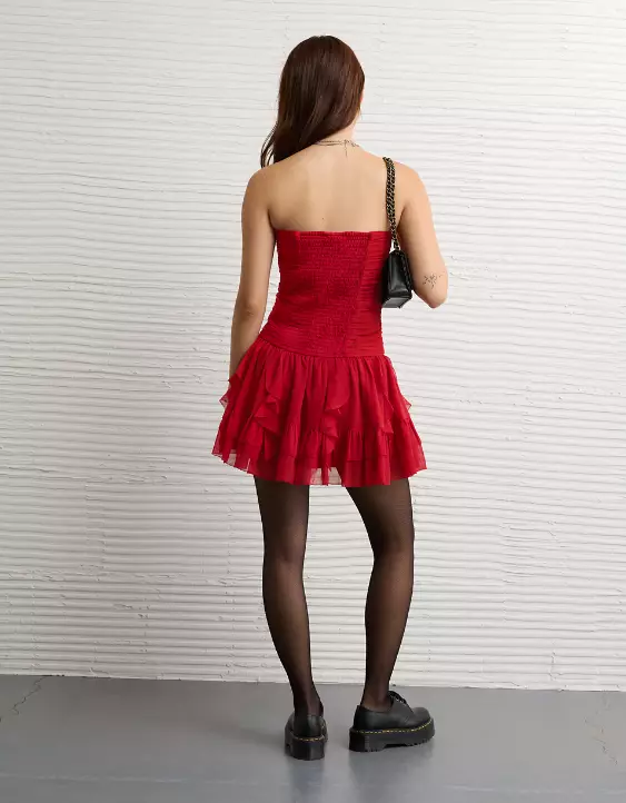 AE Ruched Ruffle Mini Dress - Image 2