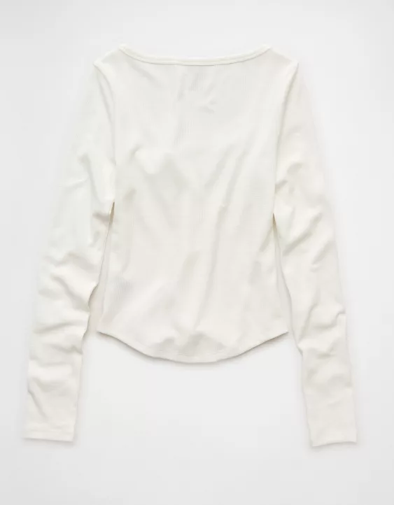 AE Waffle Long Sleeve Button-Up Tee - Image 5