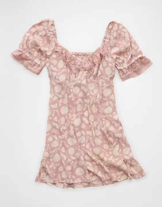 AE Printed Lace Tie Front Mini Dress - Image 3