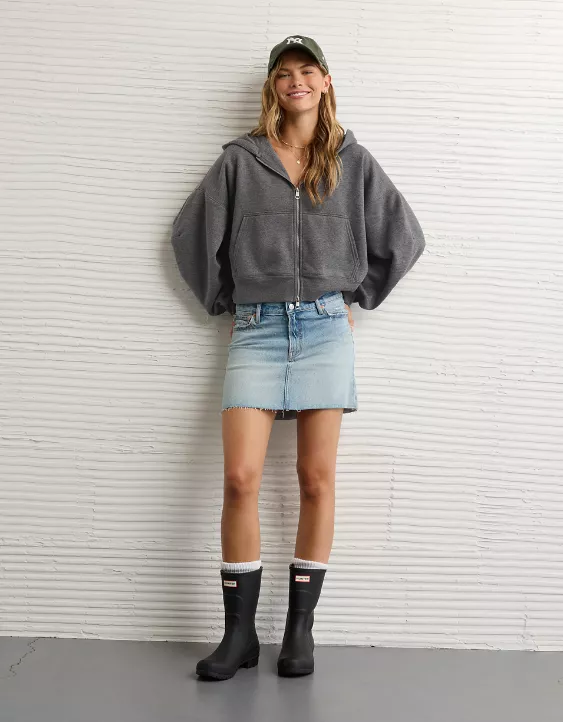 AE Everyday Luxe Barrel Sleeve Full Zip Hoodie - Image 5