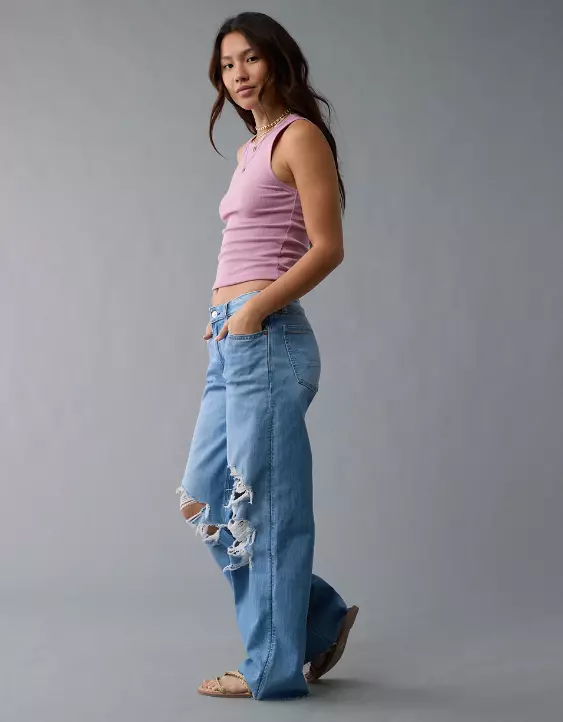 AE Dreamy Drape Stretch Ripped Low-Rise Baggy Wide-Leg Jean - Image 5