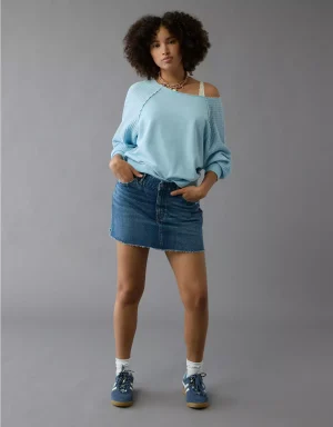 AE Stretch Curvy High-Waisted Perfect Denim Mini Skirt