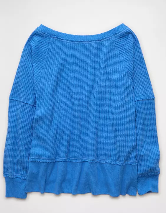 AE Big Hug Off-The-Shoulder Waffle Sweatshirt - Image 4