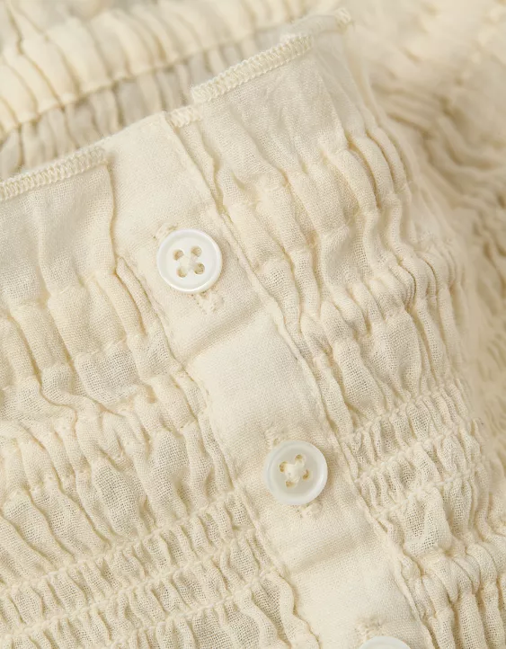 AE Smocked Tie Side Button-Up Tank Top - Image 6