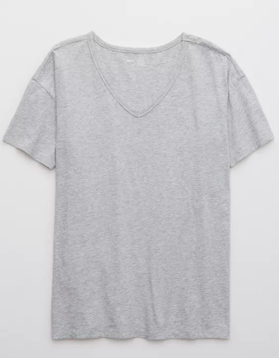 Aerie Distressed Basic V-Neck Boyfriend T-Shirt - Image 3