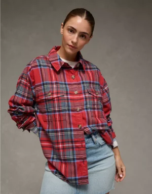 AE Plaid Button-Up Shirt