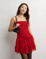 AE Ruched Ruffle Mini Dress